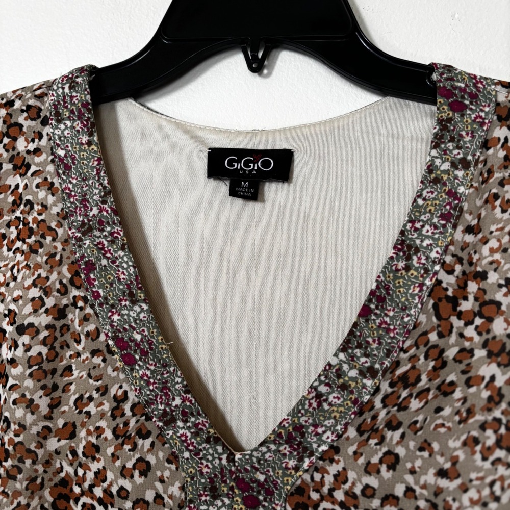 Gigio‎ Women's Dress Medium Long Sleeve Multi Pattern Animal Print Boho - Picture 3 of 3